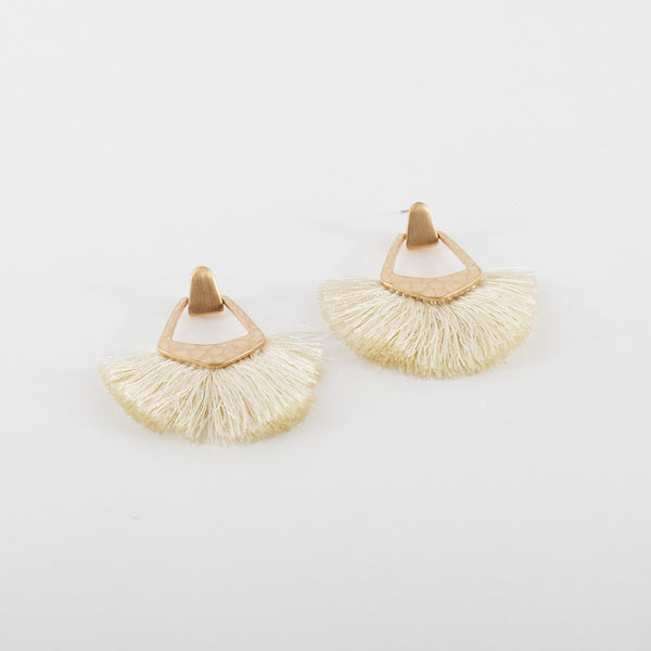 Ivory and Brass Floss Earrings