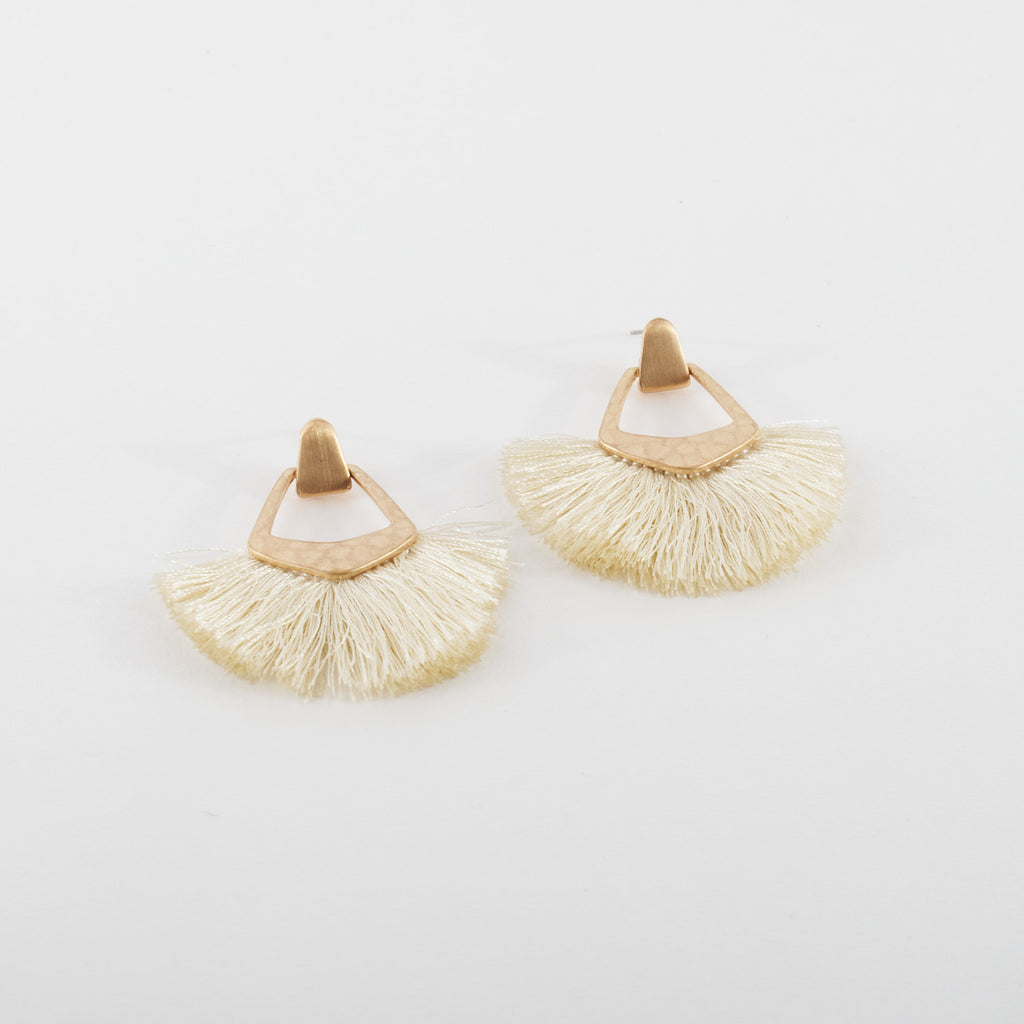 Ivory and Brass Floss Earrings