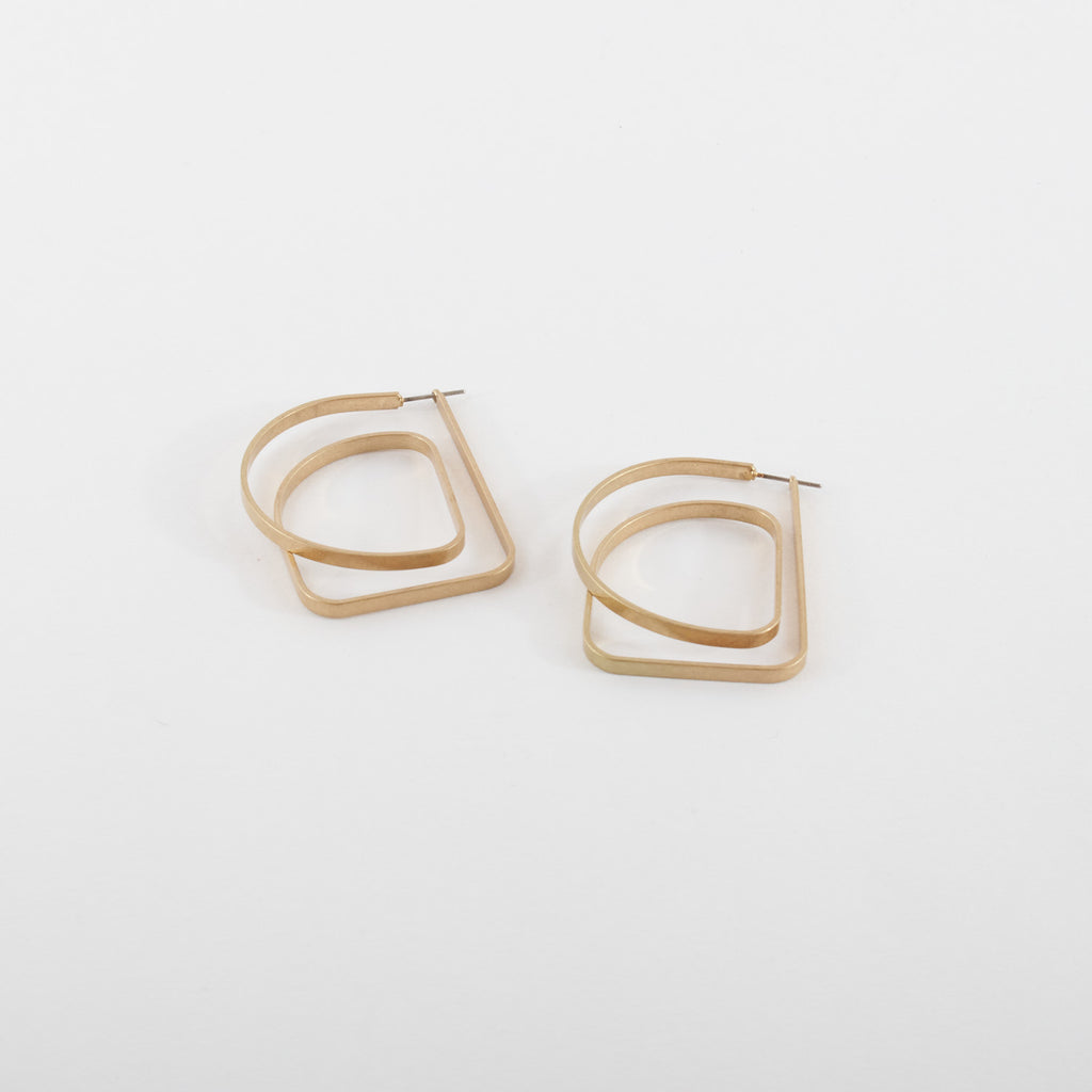 Continuous Line Brass Earrings