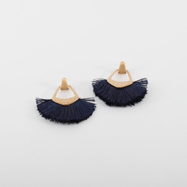 Navy and Brass Floss Earrings